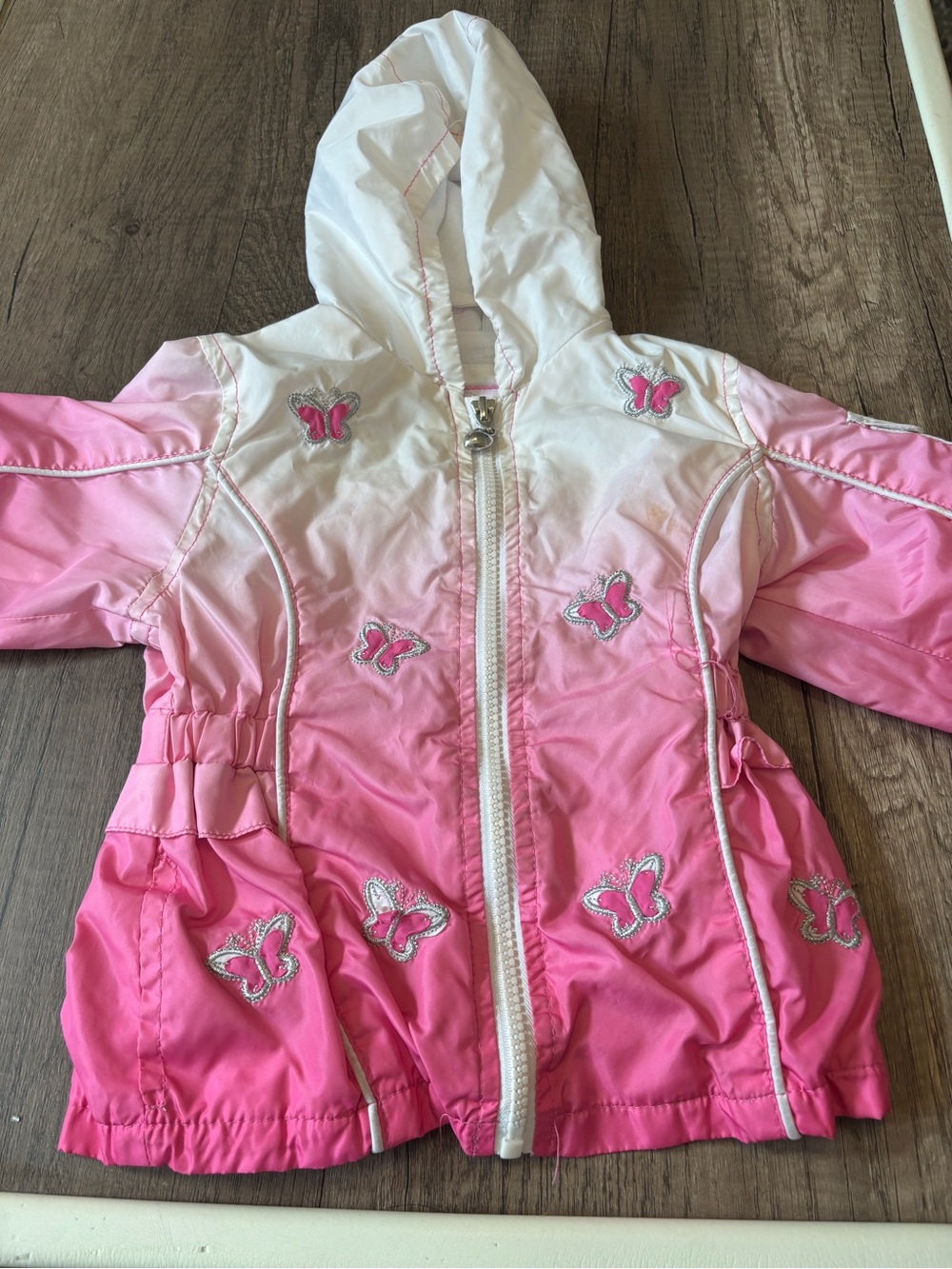 Vintage Y2K 2000 Toddler Jacket Windbreaker Butterflies Pink 18M Big Chill